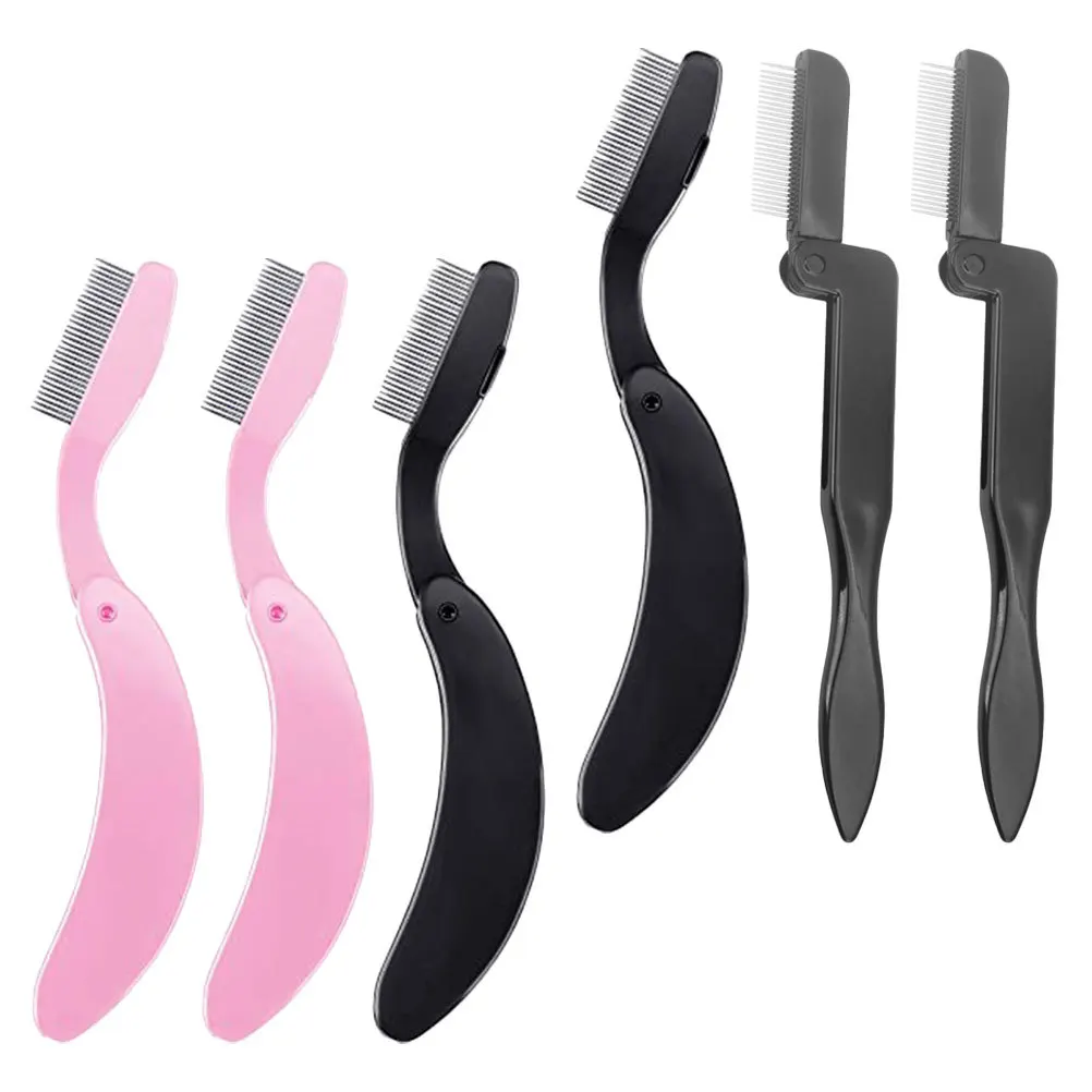 6 Piezas de Peines Plegables para Pestañas de Acero Inoxidable, Herramienta de Cuidado de Pestañas con Mango Flexible, Cepillo para Cejas, Herramienta de Maquillaje para Salón y Uso Doméstico