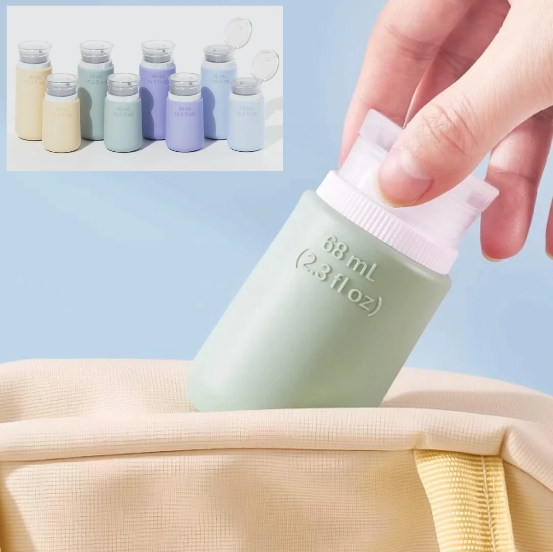 

Travel Bottles Set, Cylindric Leak Proof Silicone Squeezable Containers for Toiletries Refillable Travel Accessories for Shampoo