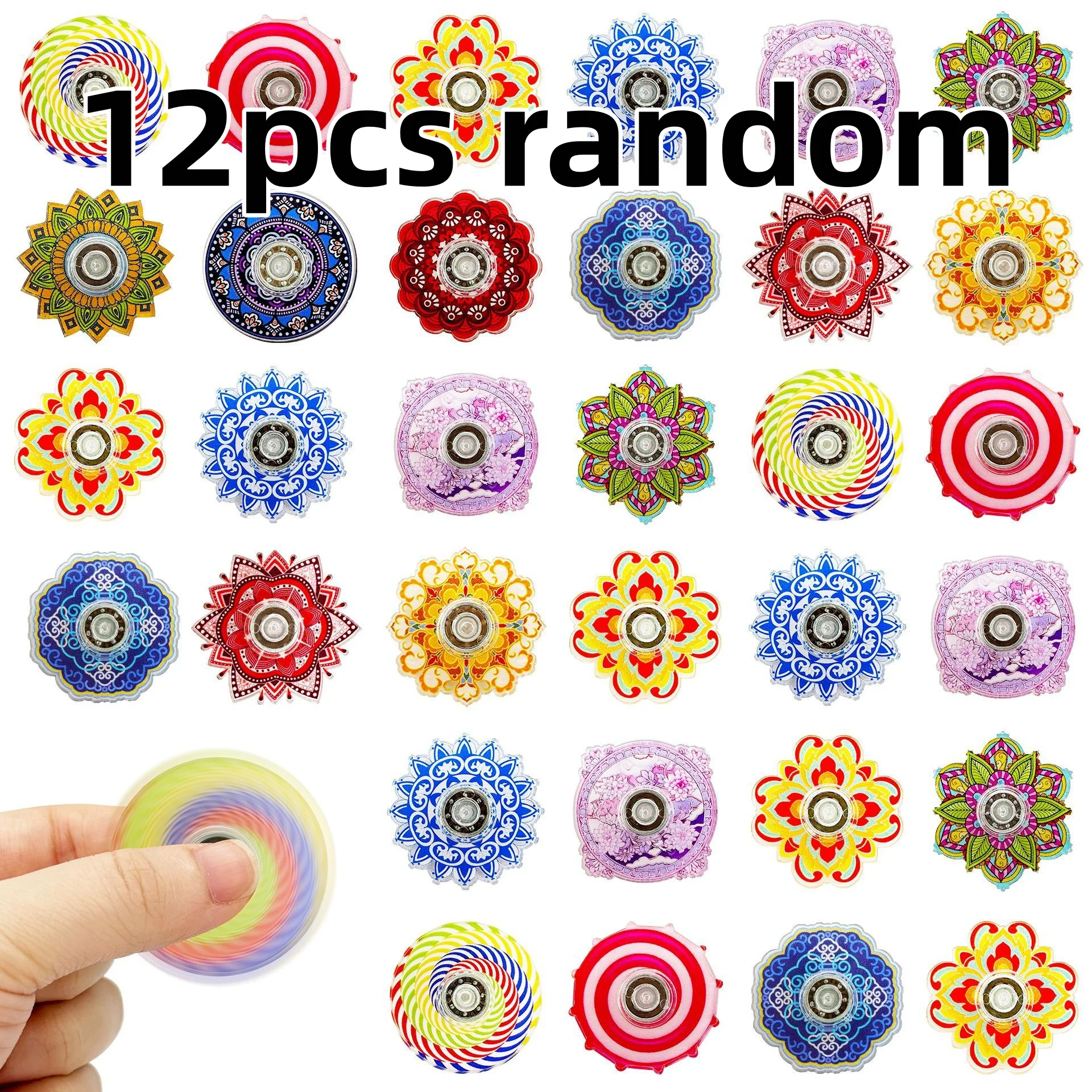 6 Stück Bunte Mandala-Muster Kleine Tragbare Fidget Spinner Großpackung Spaßige Kindergeburtstags-Party-Geschenke Angst ADHS Stressabbau-Spielzeug – Detail 7