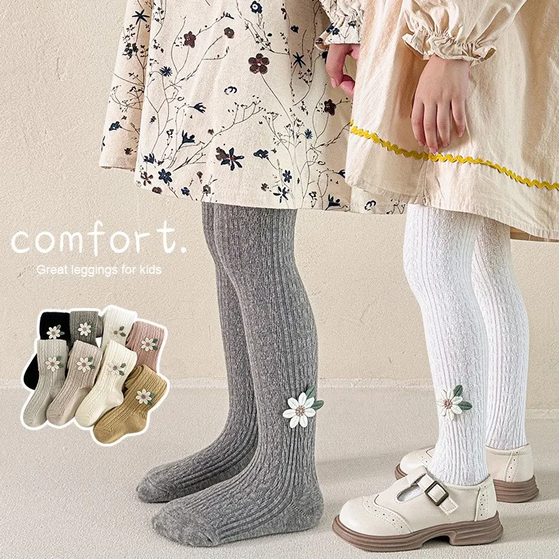 Female treasure spring and autumn wheat hemp pattern children wear extra length leggings