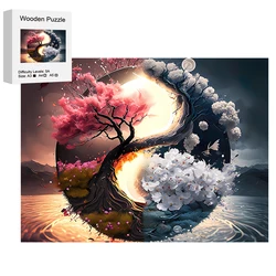 Wooden Puzzle Creative Yin Yang Sun, Moon, Tree Of Life, Hand-decorated, Fun To Explore Puzzles, Educational Toys, Birthday Gift