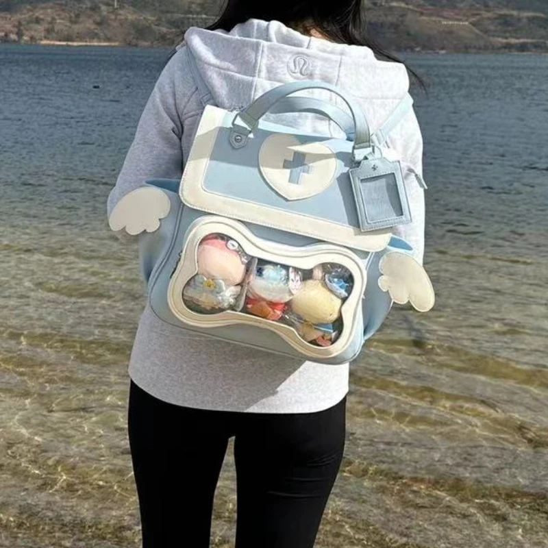 Japanese Transparent Kawaii Schoolbags Women Fashion Streetwear Y2k Aesthetic Backpacks New Kawaii Chic All Match Ita Bags Femme