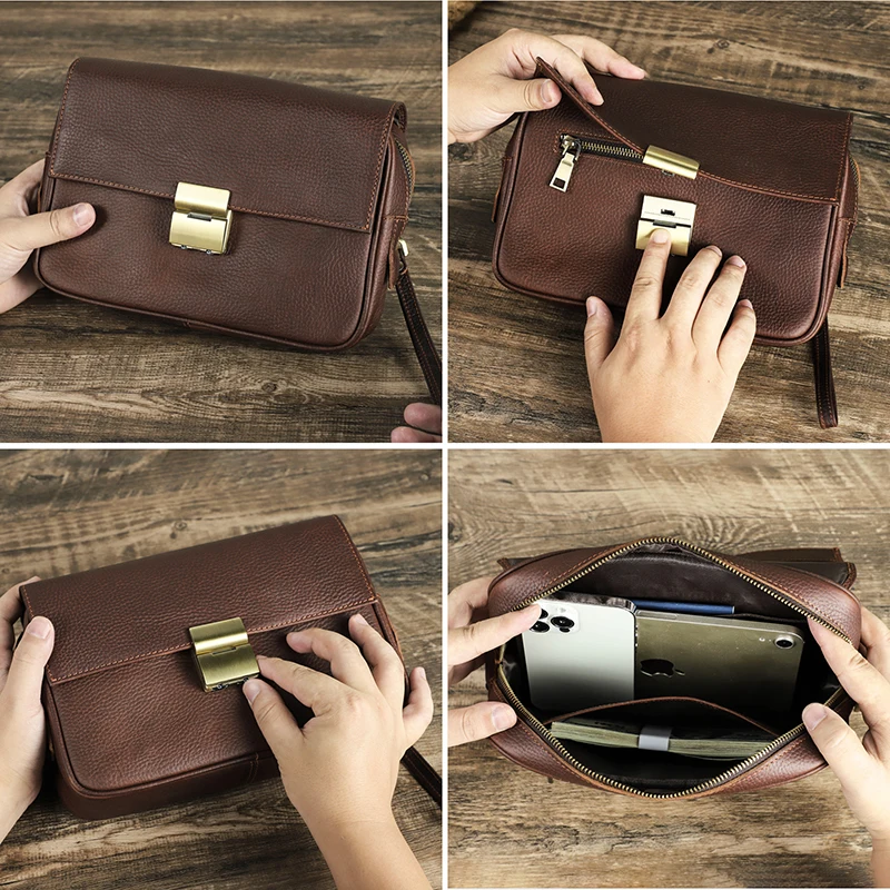 Men Clutch Password Design Bag Genuine Leather Male Handbag Wristlet Clutch Bags Wallet Large Capacity Long Purse for iPad Mini