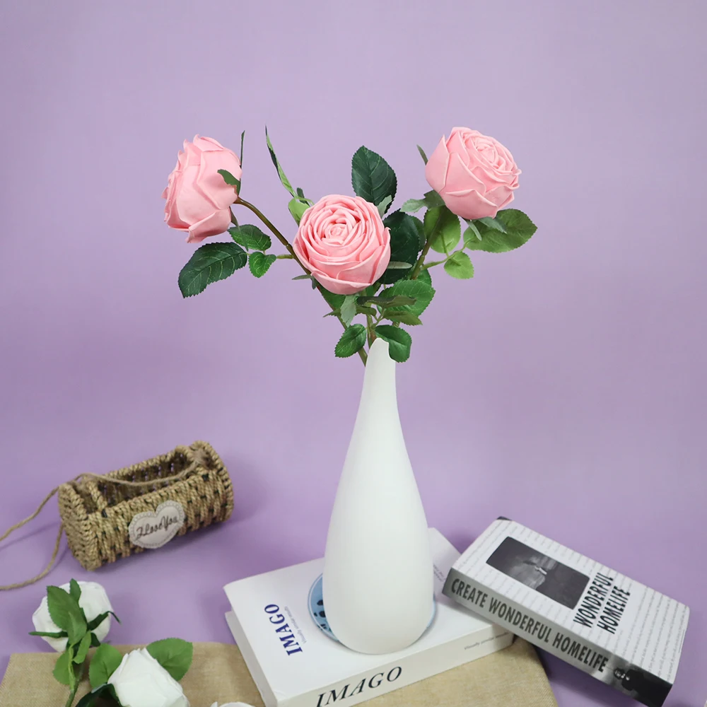 

Artificial Single Branch Round Rose Silk Flower Home Wedding Supplies Photographic Props Window Show Arrangement Accessories