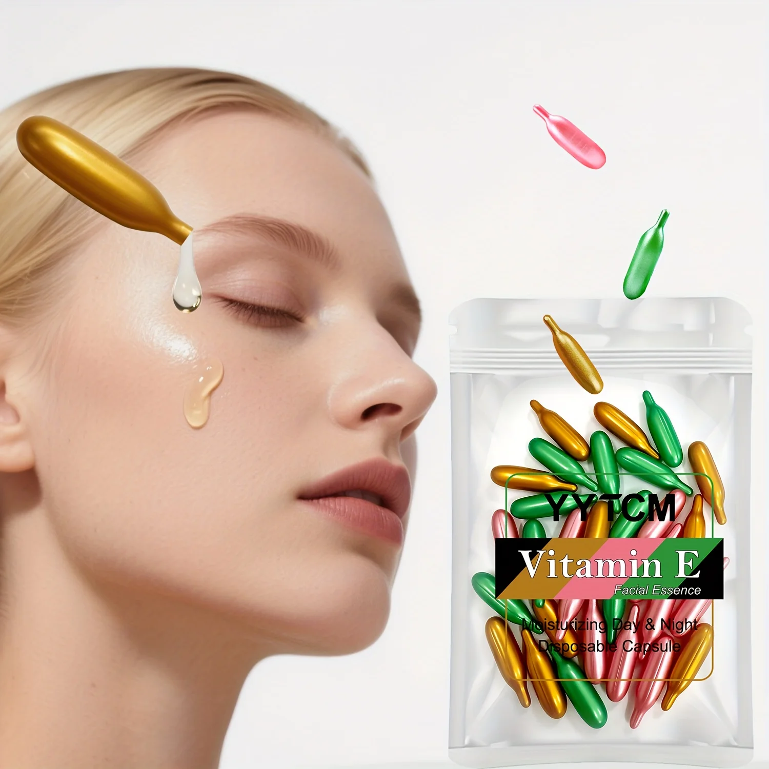 

Капсульная эссенция витамина Е, капсулы с эссенцией одноразового использования, увлажняющая и увлажняющая кожа лица (0,4 г х 30 капсул)/пакет — 1 пакетик