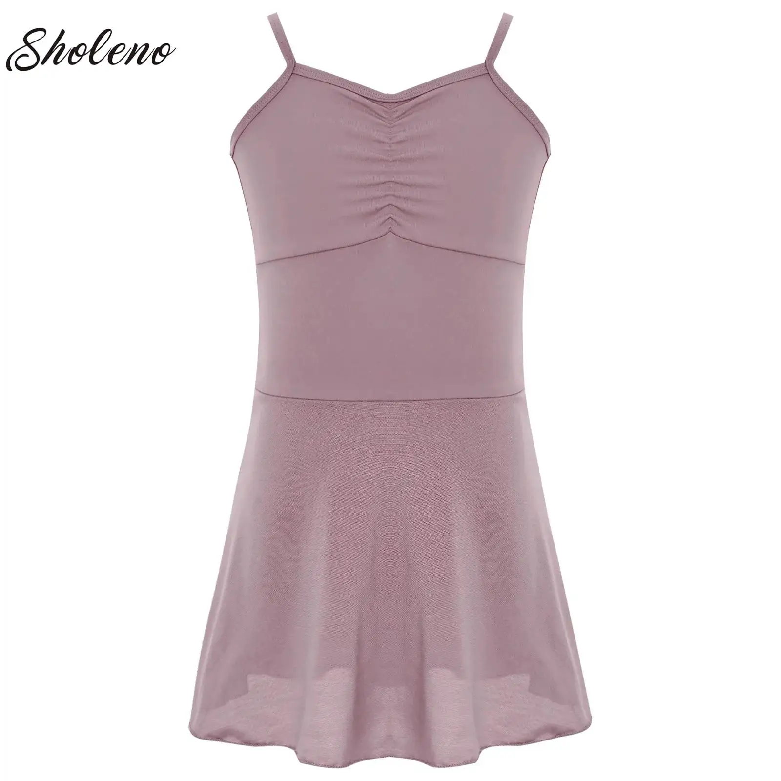 

Kids Girls Camisole Ballet Dance Leotard Tutu Dress Dancewear Front Ruched Sleeveless Team Basic Ballerina Dance Practics Dress