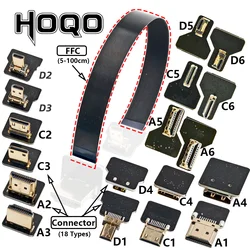 HDMI-Compatible FFC flexible flat cable for Raspberry Pi 4 Micro H DMI to HD/Mini HDM I Female 90 Degree FFC 20pin Ribbon FPV