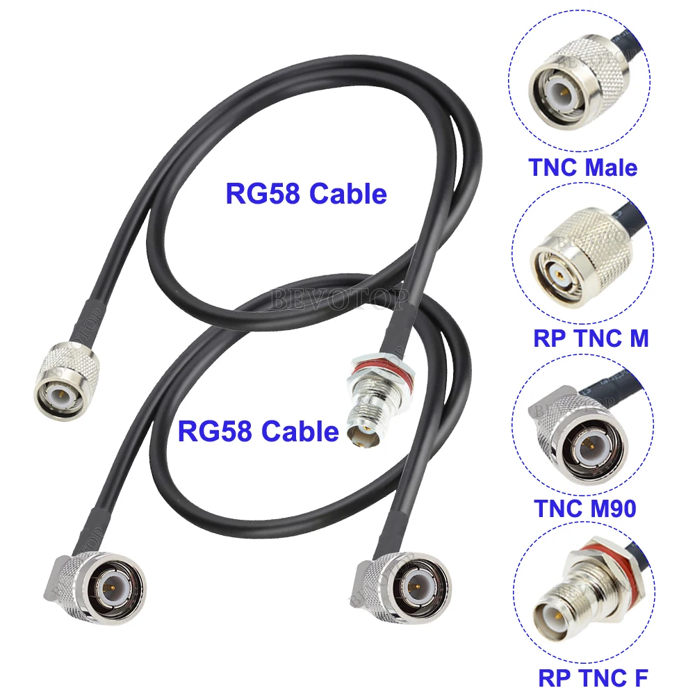 1Pcs RG58 TNC Male to TNC Male/Female Connector Low Loss 50 Ohm RG-58 RF Extension Coaxial Jumper Pigtail Cord Cable 10CM-20M