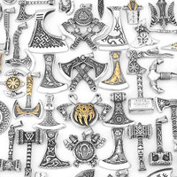 Viking Axe Necklace Pendant Valknut Stainless Steel Viking Men's Nordic Viking Hammer Boyfriend Gift Jewelry Factory Wholesale