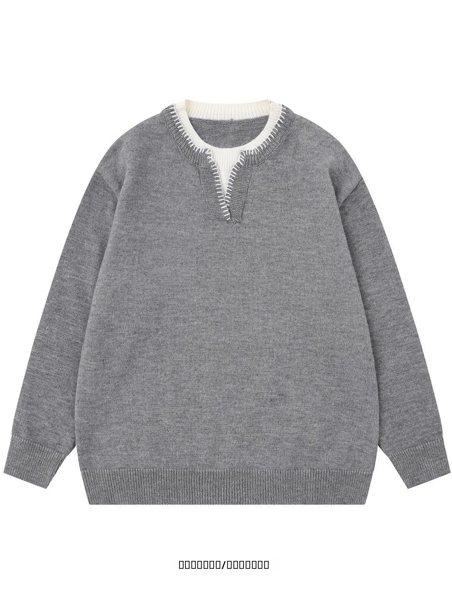 

Свободный свитер унисекс с круглым вырезом, в стиле колор-блок, удобный вязаный джемпер для осеннего сезона, повседневная одежда для студентов