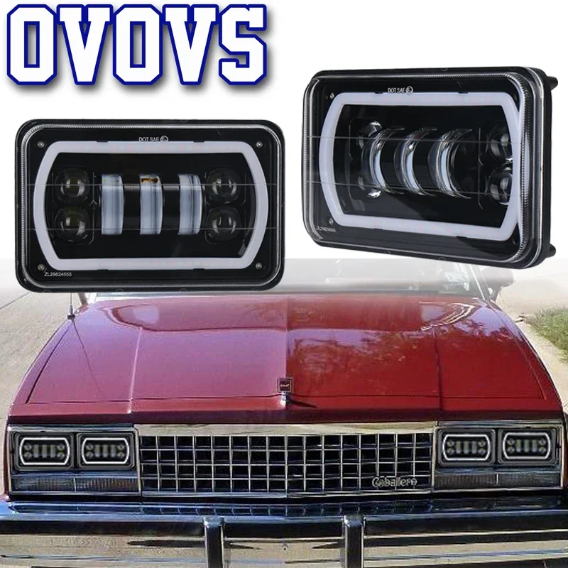 OVOVS 4x6 faros Led blanco/ámbar DRL señal de giro Halo luz para Kenworth Peterbilt Semi camión