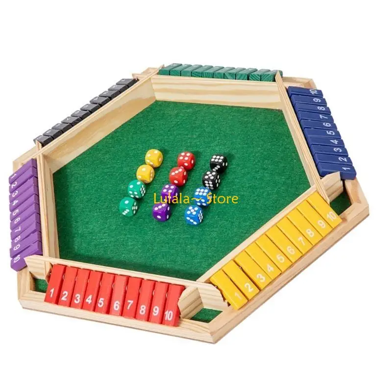 Y4QA Shut The Box Game For 6 Player Compact Design For Travel Entertainment