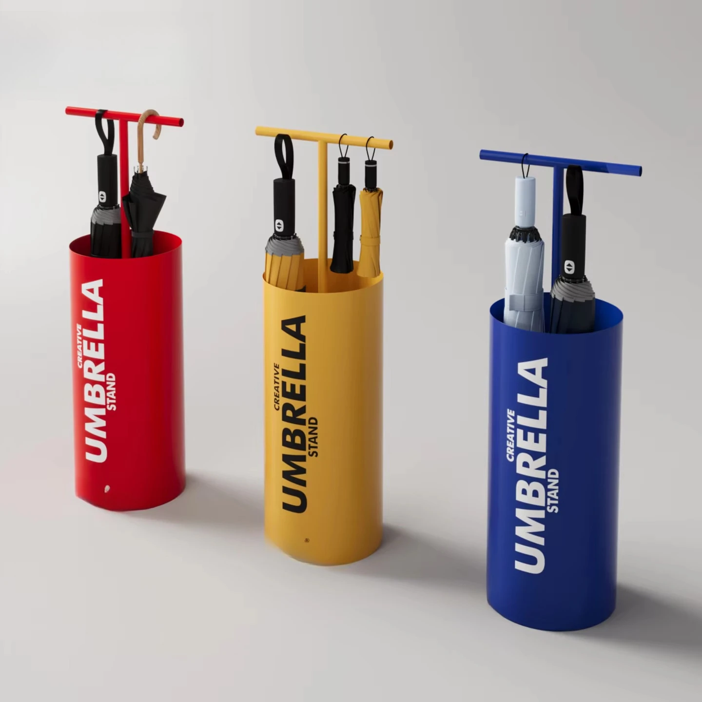 Coated Metal T-Bracket Umbrella Holder Household Storage Dopamine Type
