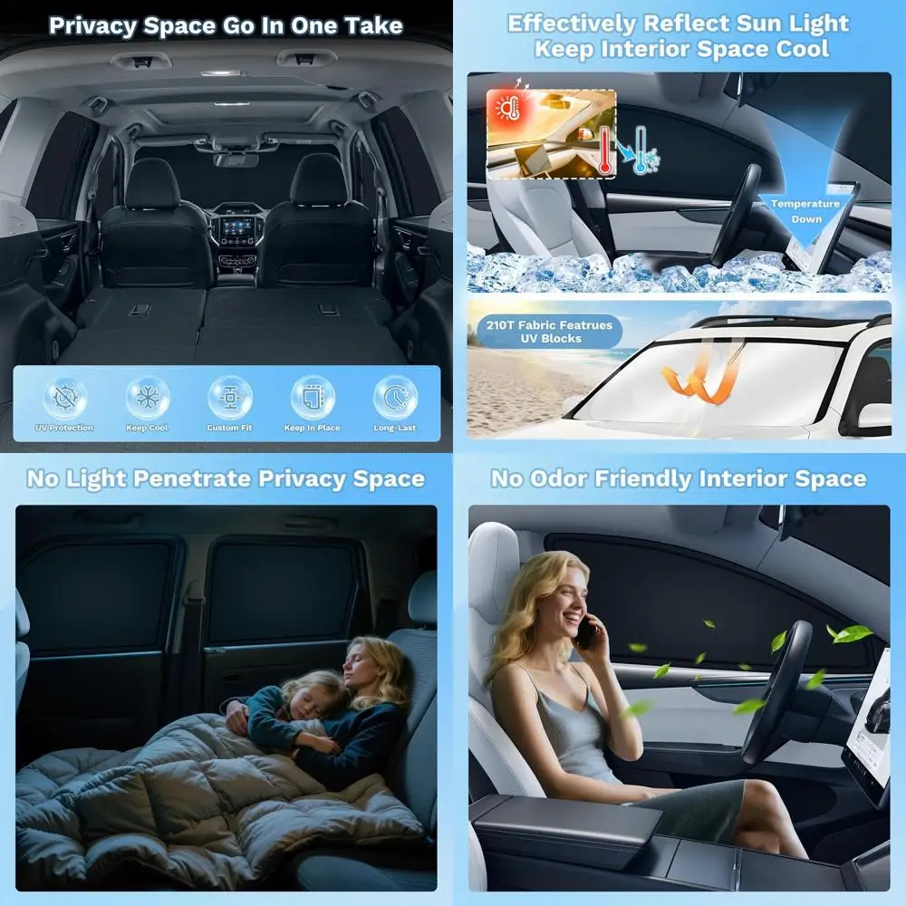 

Universal 2022-2026 Car Window & Windshield Sun Shades, UV Protection, Privacy, 6-Piece Set