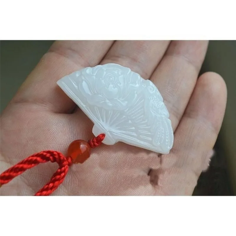 Afghanistan White Jade Fan Pendant