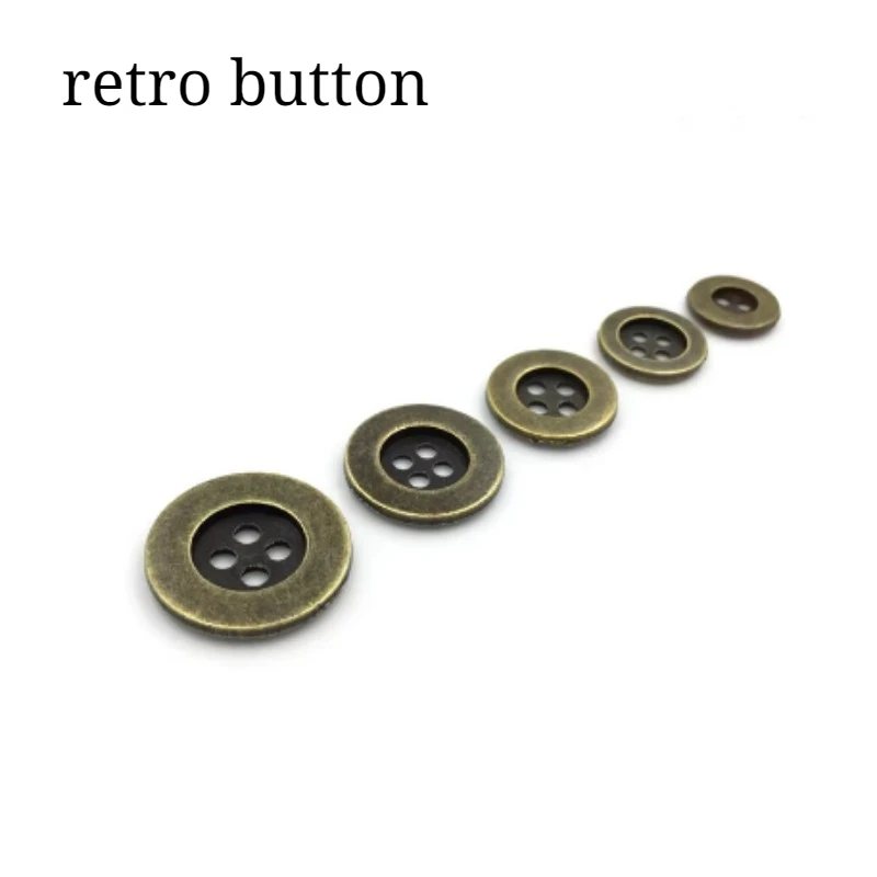 10 Pieces Vintage Style Metal Sewing Buttons in 12mm 15mm 20mm Antique Color 4 Hole Decorative Buttons for Clothing and Crafts