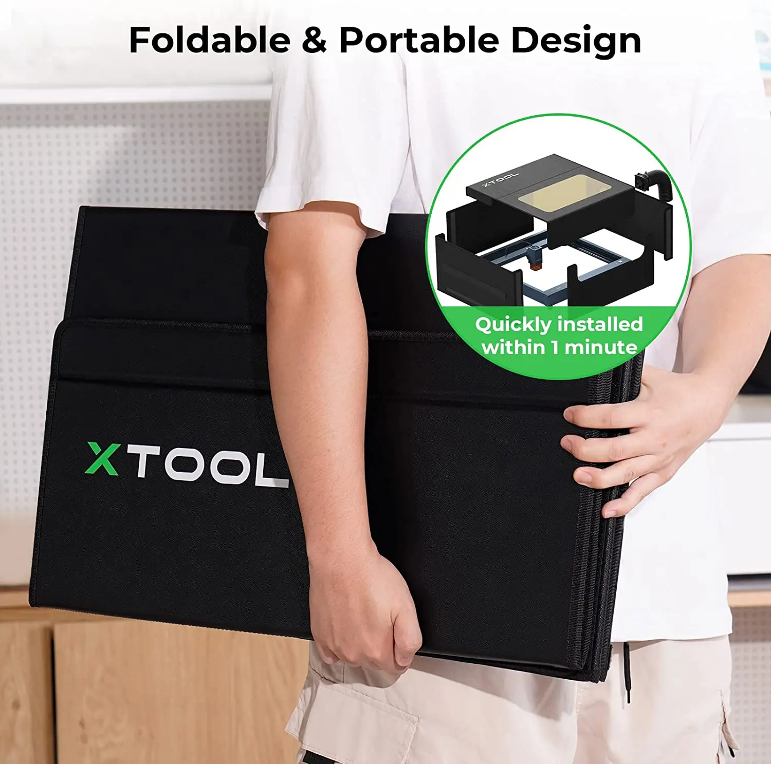 xTool Enclosure For Laser Engraver Flame Retardant Smoke-Proof Foldable Enclosure For xTool D1/D1 Pro Or Others Laser Engraver