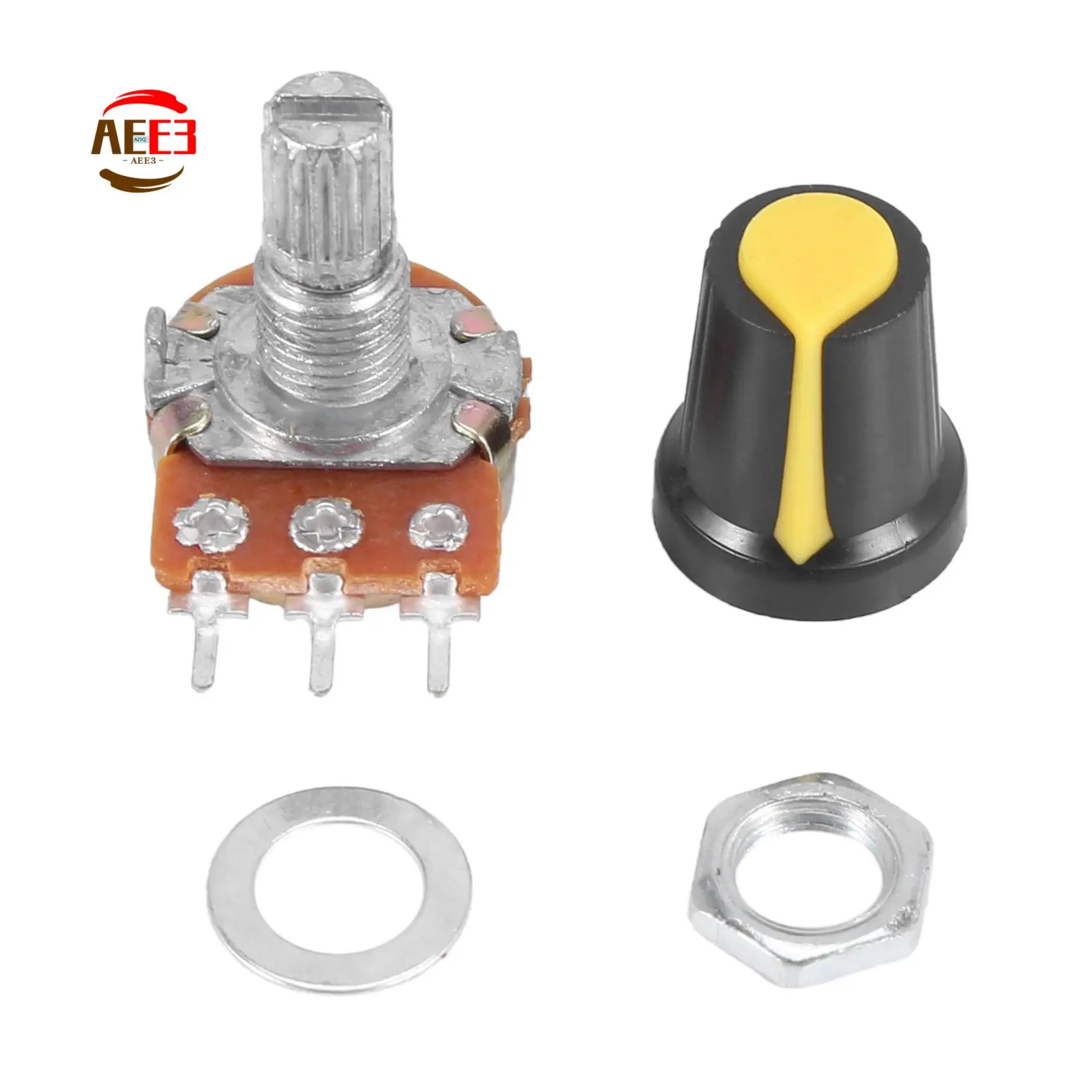 AEE3-25 Piece 100K Ohm 3 Terminals Linear Taper Rotary Audio B Type Potentiometer Pot