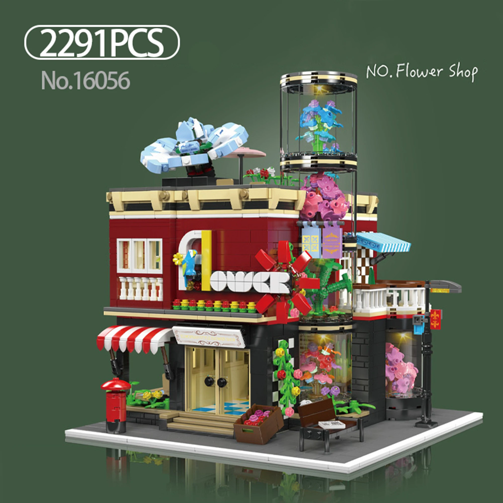 City Street Architecture Flower Shop Blocchi educativi fai-da-te Assemblaggio Giocattolo Regalo per bambini Compatibile