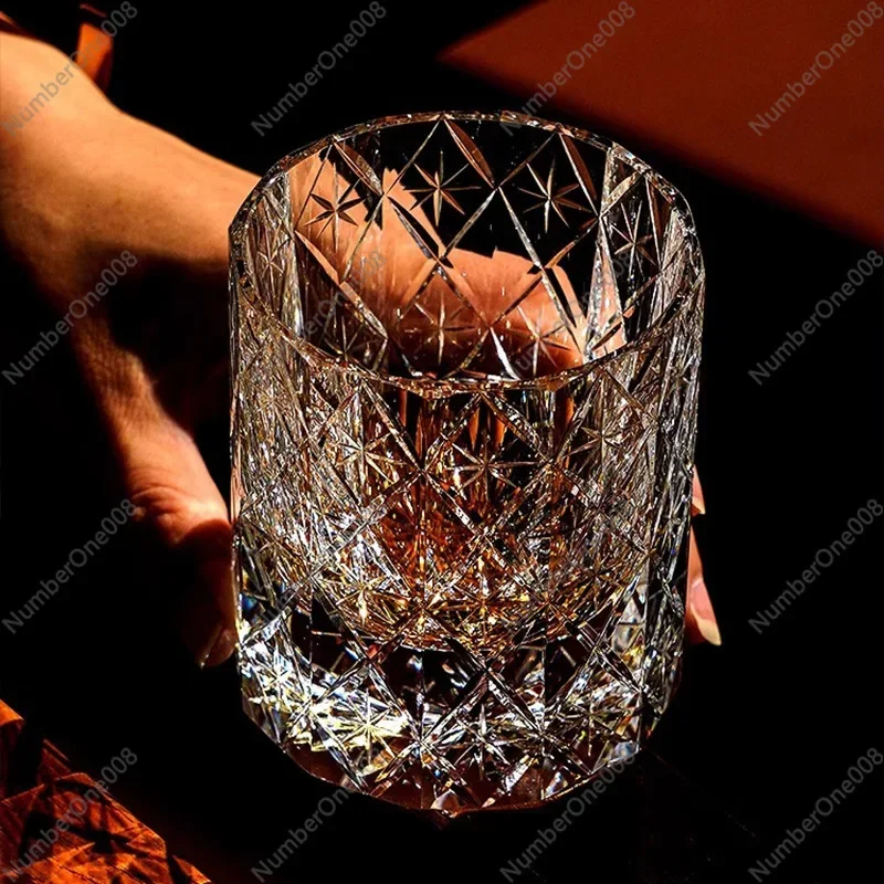 Seiyao Cut Cup, Whisky Glass, Gaoyan Creative Japanese 5K Spirit Cup, Edo Cut Crystal Wine Glass