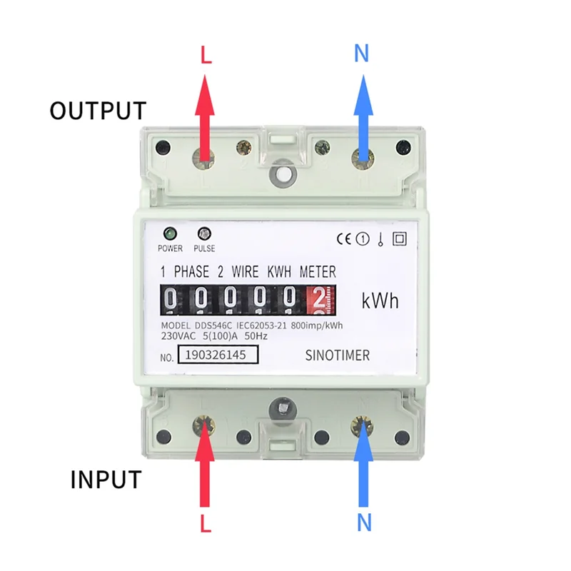 ABIY Electric Single Phase Two Wire AC 220V 100A Energy Meter KWh Counter Consumption Analog Electricity Wattmeter(A)