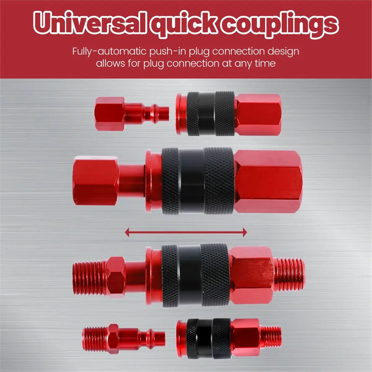 

НОВЫЙ! 16 шт., набор фитингов для воздушных шлангов, воздушная муфта промышленного типа, комплект воздушных заглушек, резьба 1/4 дюйма, размер деталей воздушного компрессора