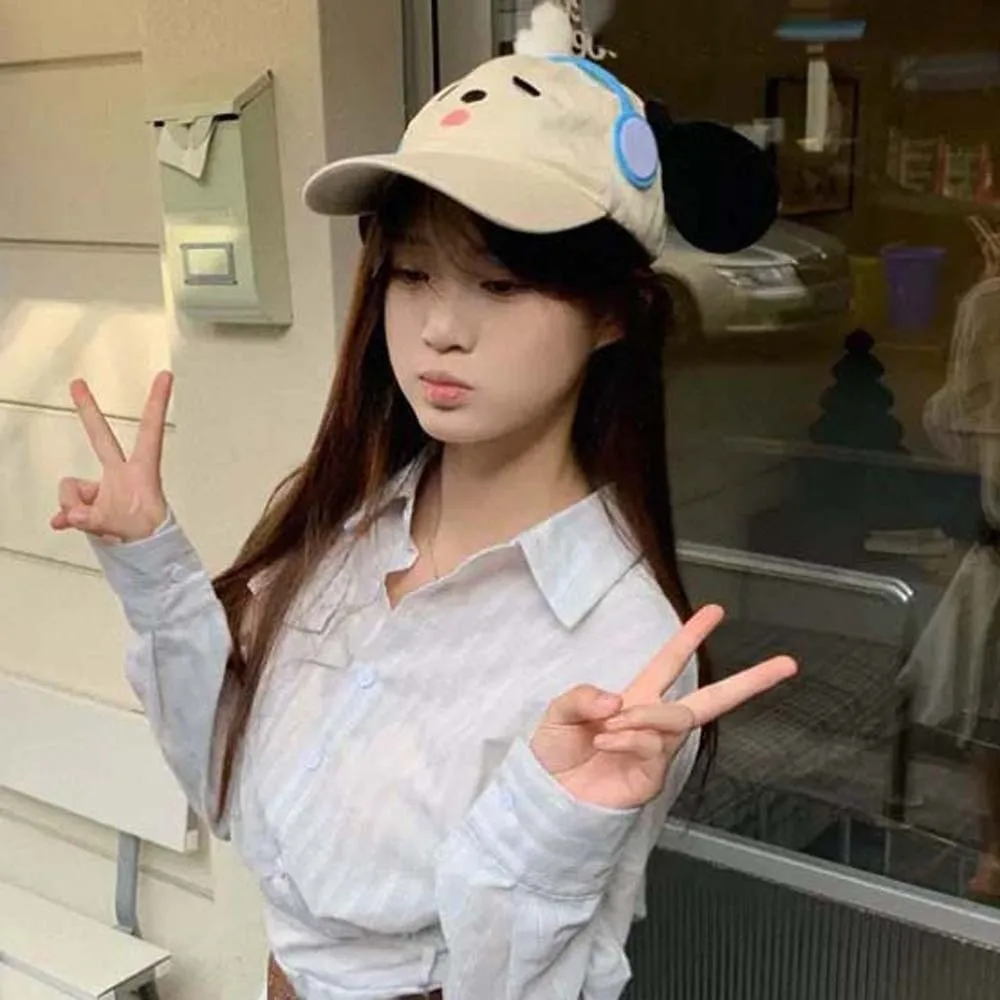 العصرية تنفس سماعة الكلب قبعة بيسبول قابل للتعديل التطريز نظارات جرو قبعة الحلو القطن الكرتون بلغت ذروتها قبعة في الهواء الطلق #4