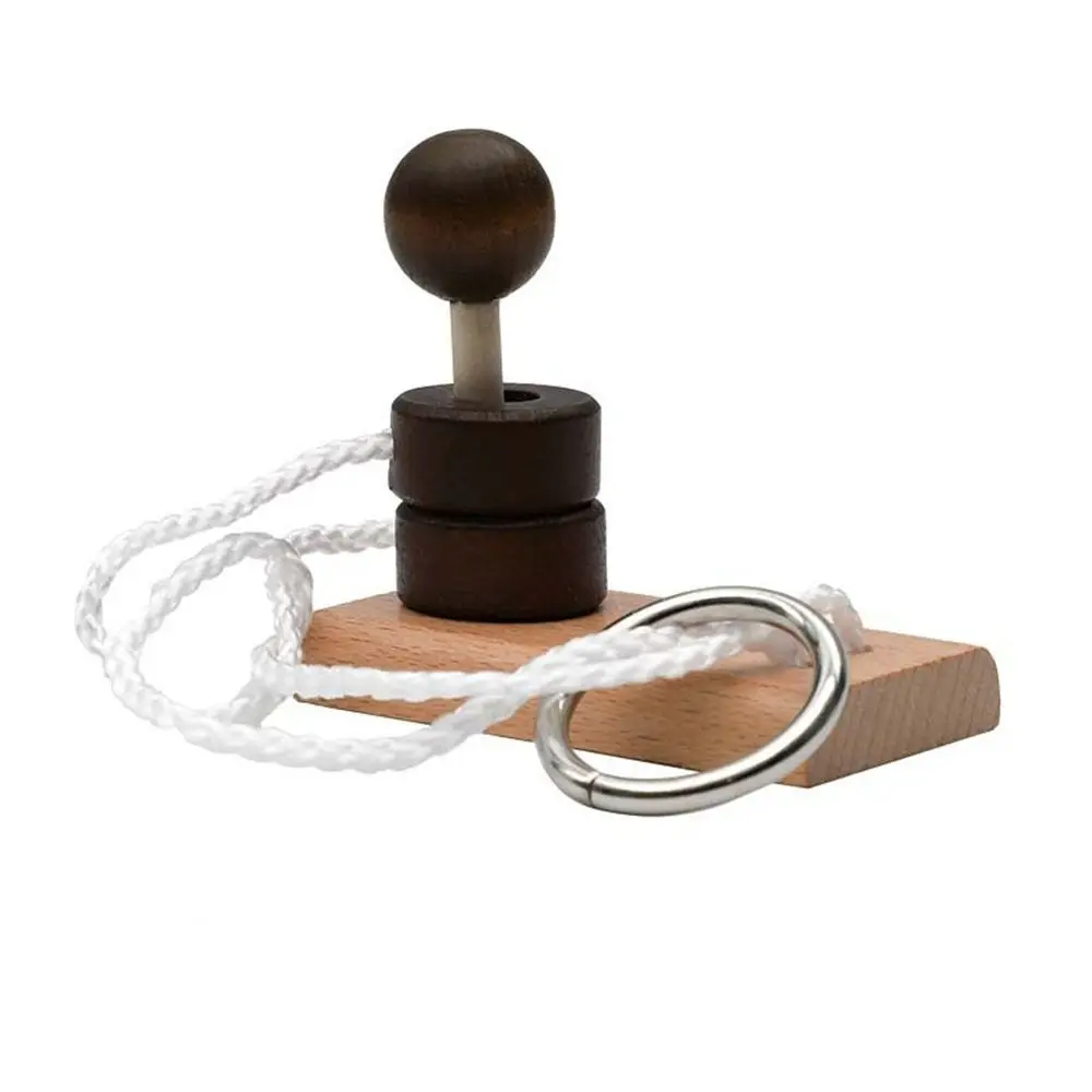 Classic 3D Threading Rope Loop Puzzle Wooden Montessori Labyrinth Unlock Lu Ban Lock Gifts