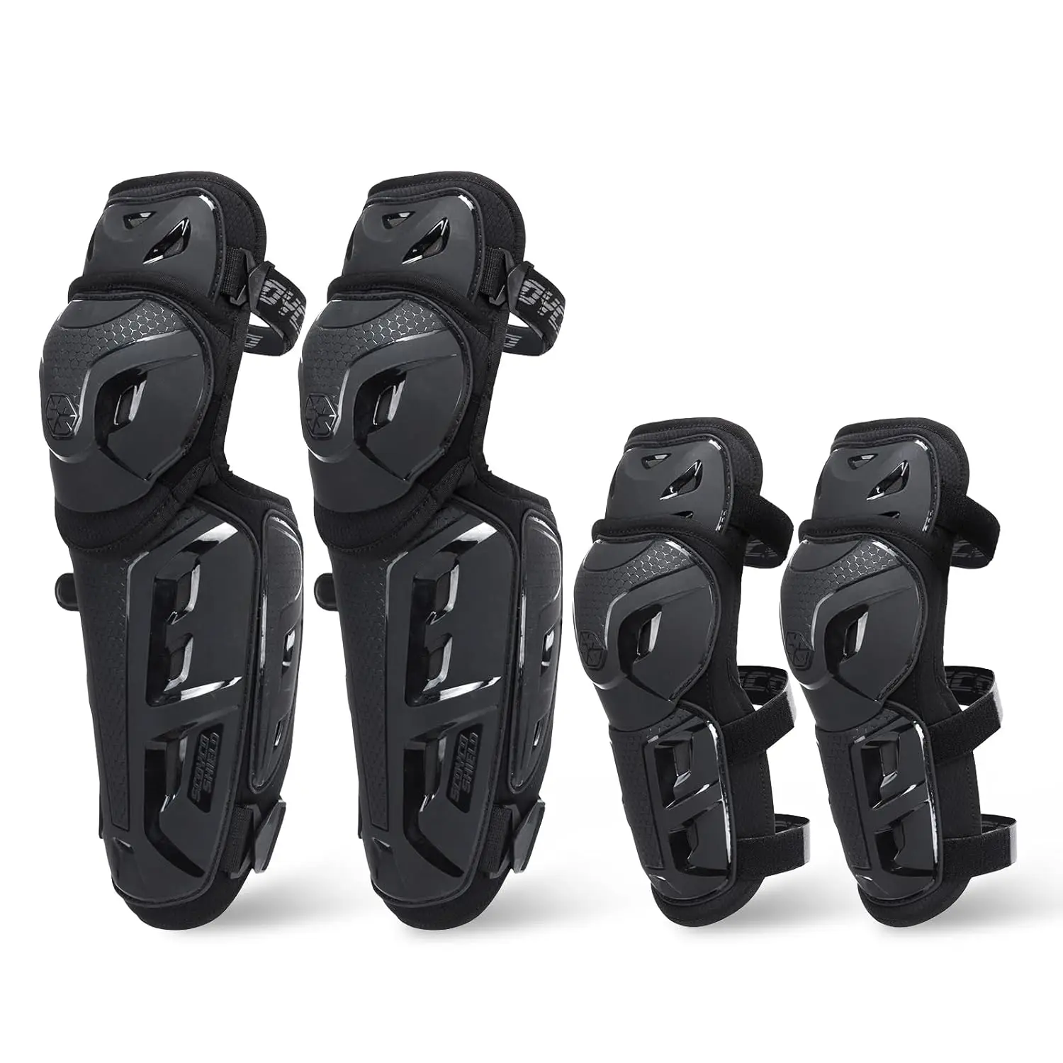 

CE Level 1 Motorcycle Knee & Elbow Guards with Adjustable Band, 45°-180° Flexibility for Motocross Protection
