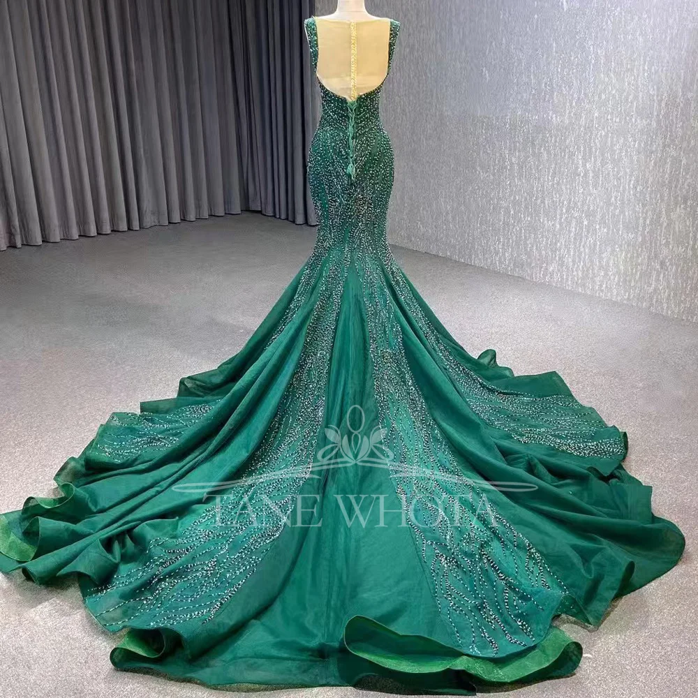 Luxury Green Sequined Sweetheart Sleeveless Evening Dress Lace-Up Back Sheath Fit Style For Women