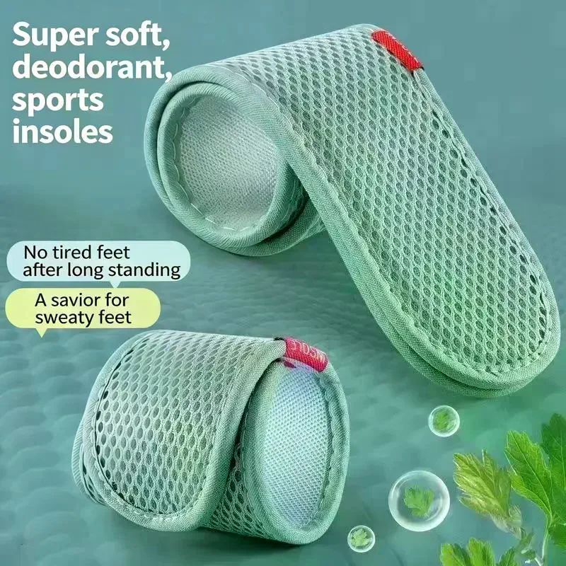 Cotton Bamboo Charcoal Shoe Insoles Artemisia Fragrant Soft Cushion Elastic Mesh Anti Sweat Deodorant Foot Care Insoles