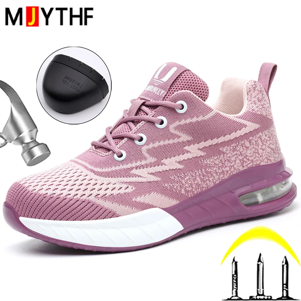Air Cushion Women's Safety Shoes European Standard Steel Toe Shoes Anti-Smash Anti-Puncture Work Sneakers Protection Shoes New