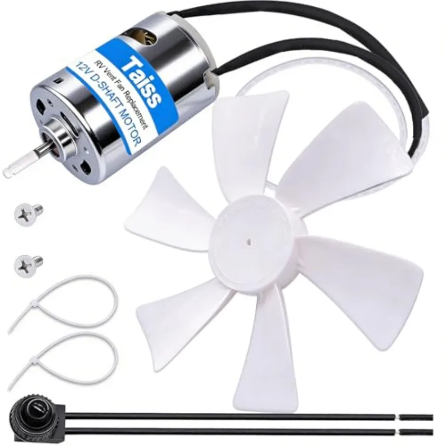 6 inch RV Vent Fan Blade with 12V D-Shaft Motor RV Vent Fan Replacement RV Bathroom Vent Fan Motor Exhaust Ventilation Roof Cei