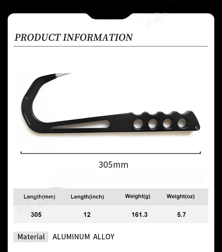 30.5CM Stainless Steel Fish Grip Portable Sea Fishing Gaff Stainless Steel Lip Spear Hook Gripper Tackle Accessory Tool Big Fish view 6