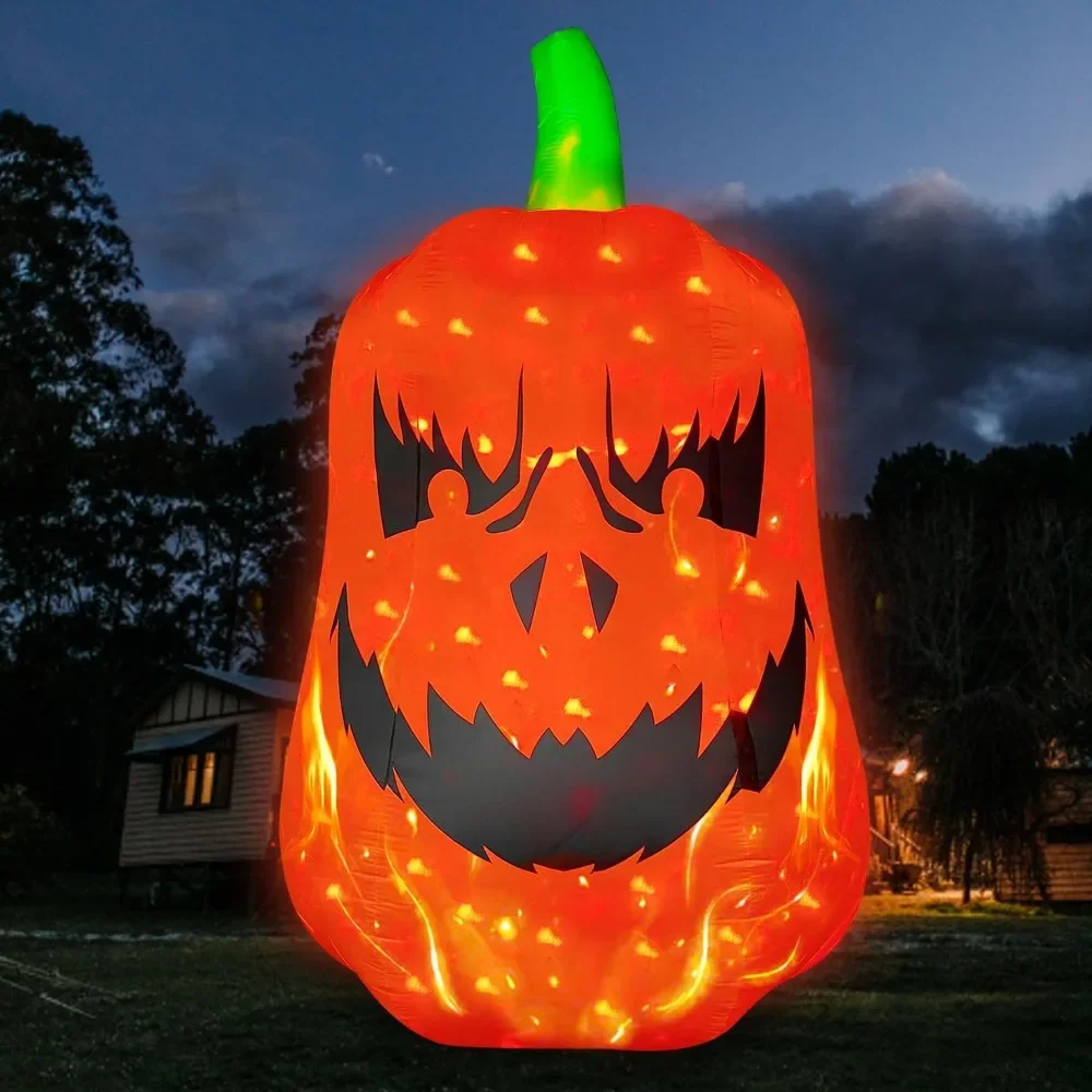 

Gigantic 12 Foot Tall Inflatable Jack O'Lantern Pumpkin with Flash LED Lighted Blow Up Decoration for Halloween Holiday Party