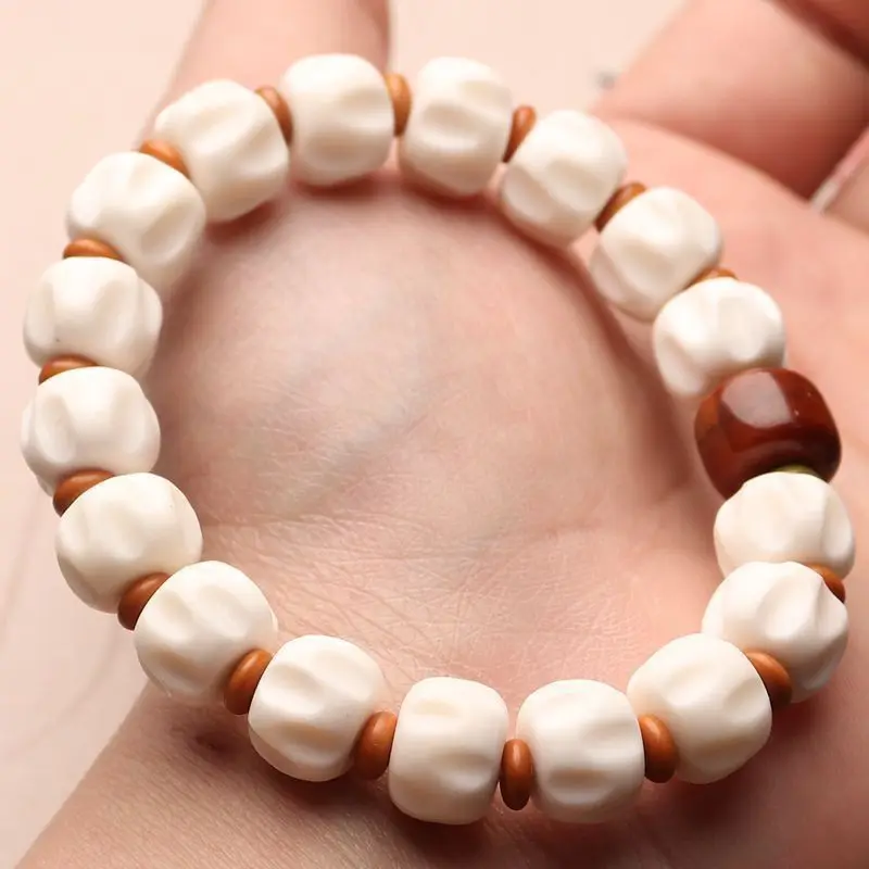 Natural carved passion seed , deer bone antler high oil content design bracelet, collectible toy, soft to th