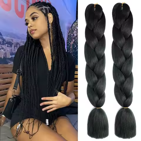 Synthetic Fiber Hair Extensions for Box Braids Braiding Hair Braiding Hair Extensions 24 Inch Kanekalon Jumbo High Temperature