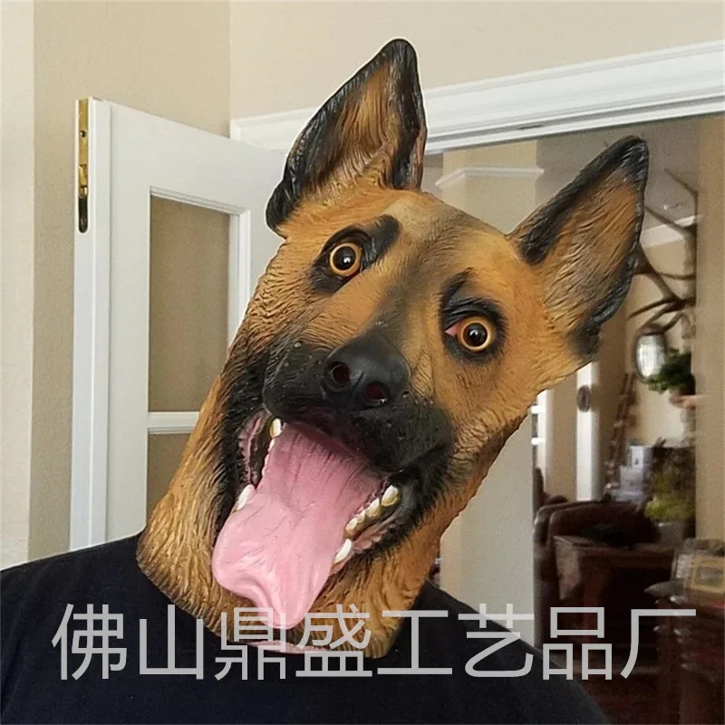 

Funny German Shepherd Wolf Dog Latex Mask, Realistic Animal Head Costume for Halloween Cosplay Party Role Play Prop for Adults