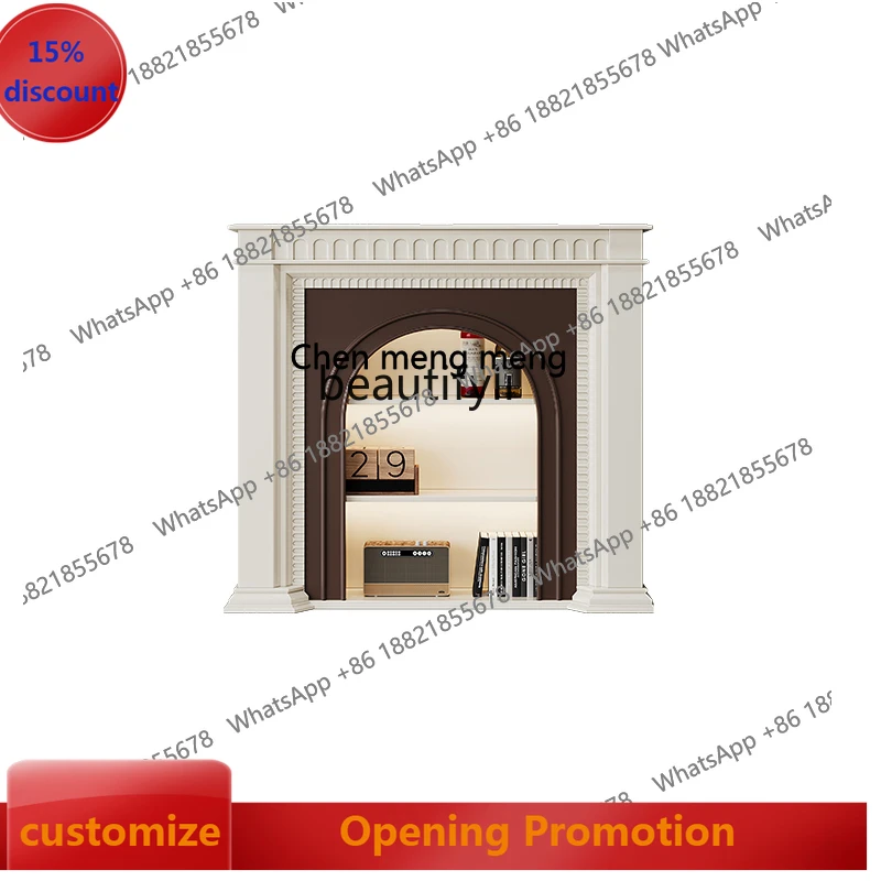 

French cream style all solid wood fireplace decorative cabinet American retro living room fireplace entrance cabinet decoration