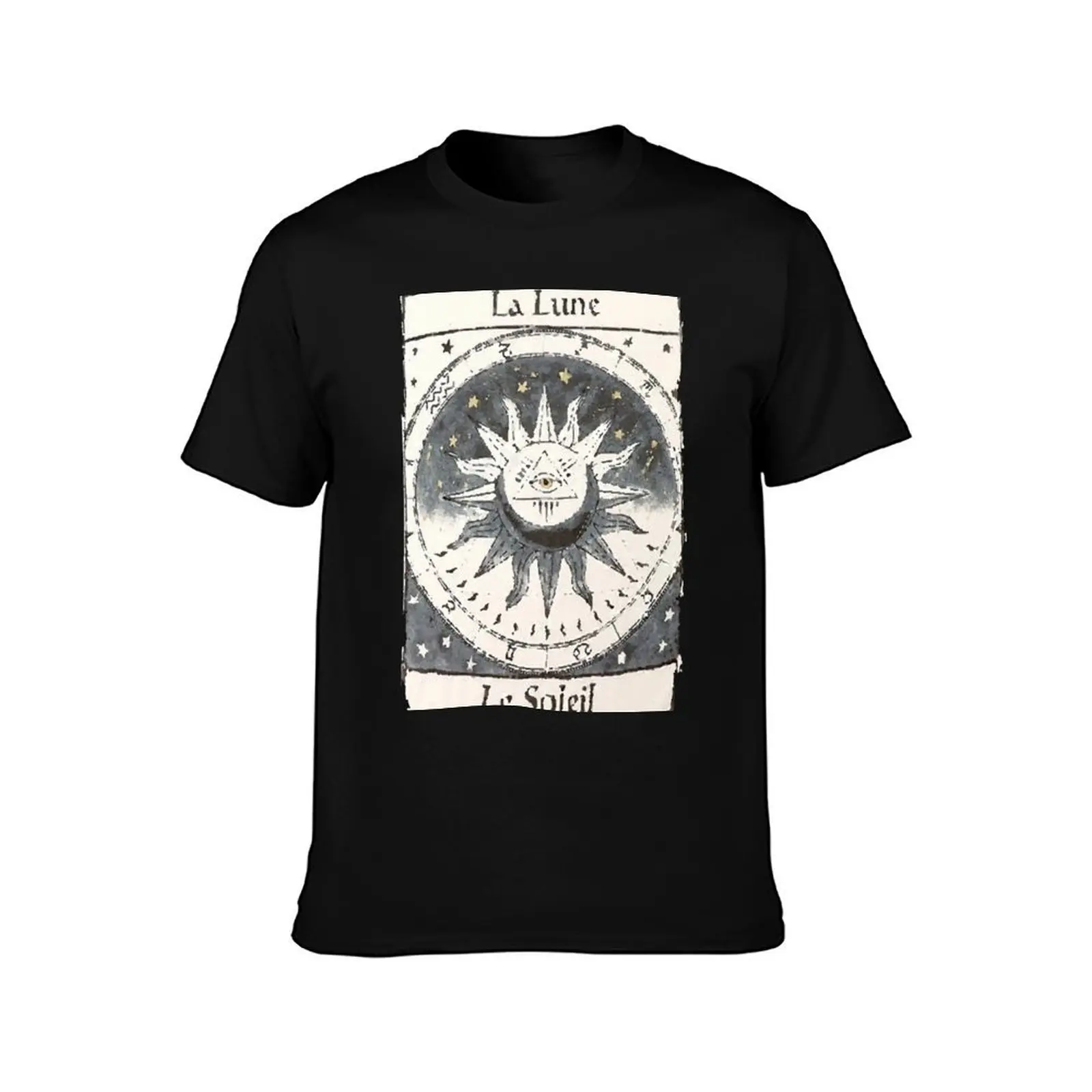 La Lune, Le Soleil T-Shirt, Summer Casual Cotton Tee, Oversized Streetwear Tops, Vintage Graphic Print, Loose Fit Short Sleeve