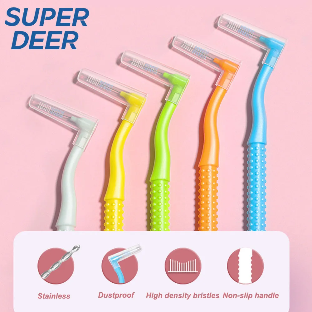 10Pcs L-Shape Interdental Brush For Adult Orthodontic Push-Pull Tooth Brush Cleaning Between Teeth Oral Hygiene Care Tool
