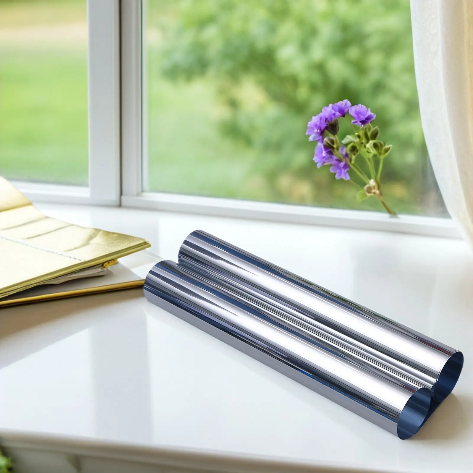 1 Roll Heat Blocking Uv Resistant Window Film One Way Privacy Sun Protection Glass Tinting Film Glass Sticker Window Frosting