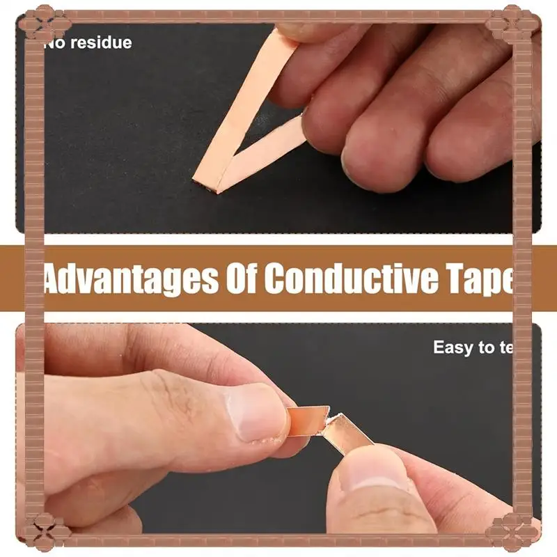 Consegna in 24 ore su 24 Nastro in lamina di rame da 4 rotoli per vetrate con raschietto in plastica, adesivo per forniture di vetrate, chitarra e