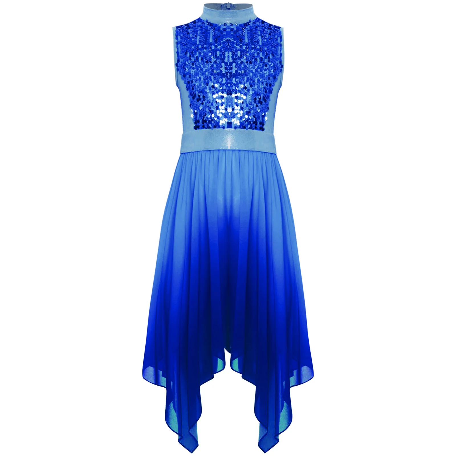 blue praise dance dress Body Wrappers Praise Dance Asymmetrical Bell Sleeve Dress