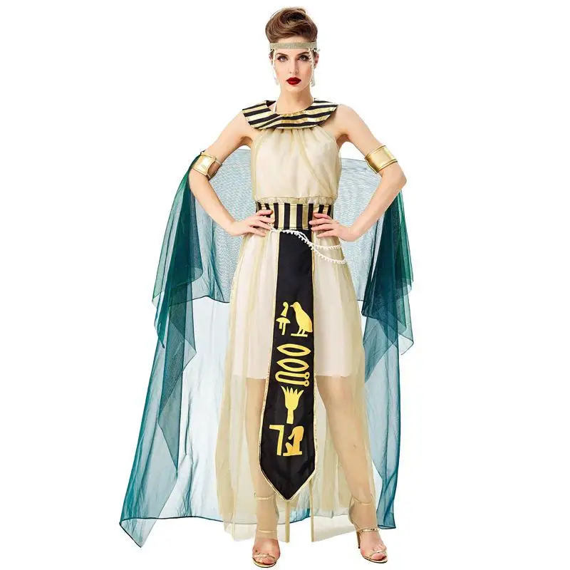 Disfraz de Cosplay para mujer adulta, mitología egipcia de Cleopatra, faraón, vestido de momia real, tocado, cinturón, juego de rol de Halloween