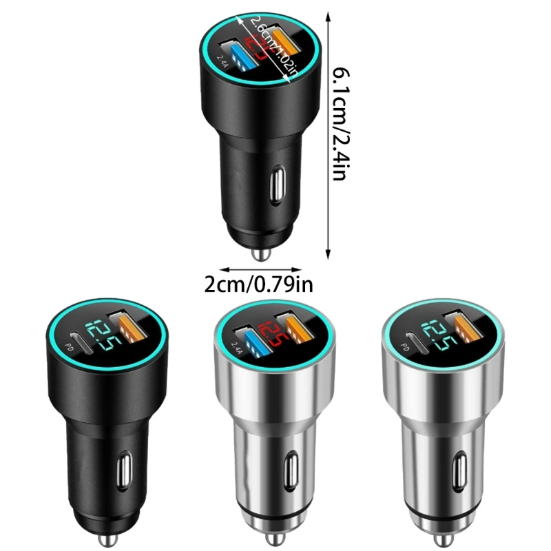 Ładowarka samochodowa USB 2-portowa do podróży rodzinnych PD QC3.0+2.4A Szybkie ładowanie telefonu