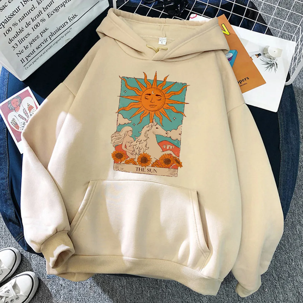 

Tarot Card Art Sun Print Clothes Men's Hip-Hop Street Hoodies Casual Fashion Sweatshirts O-Neck Loose Oversized Men Clothing