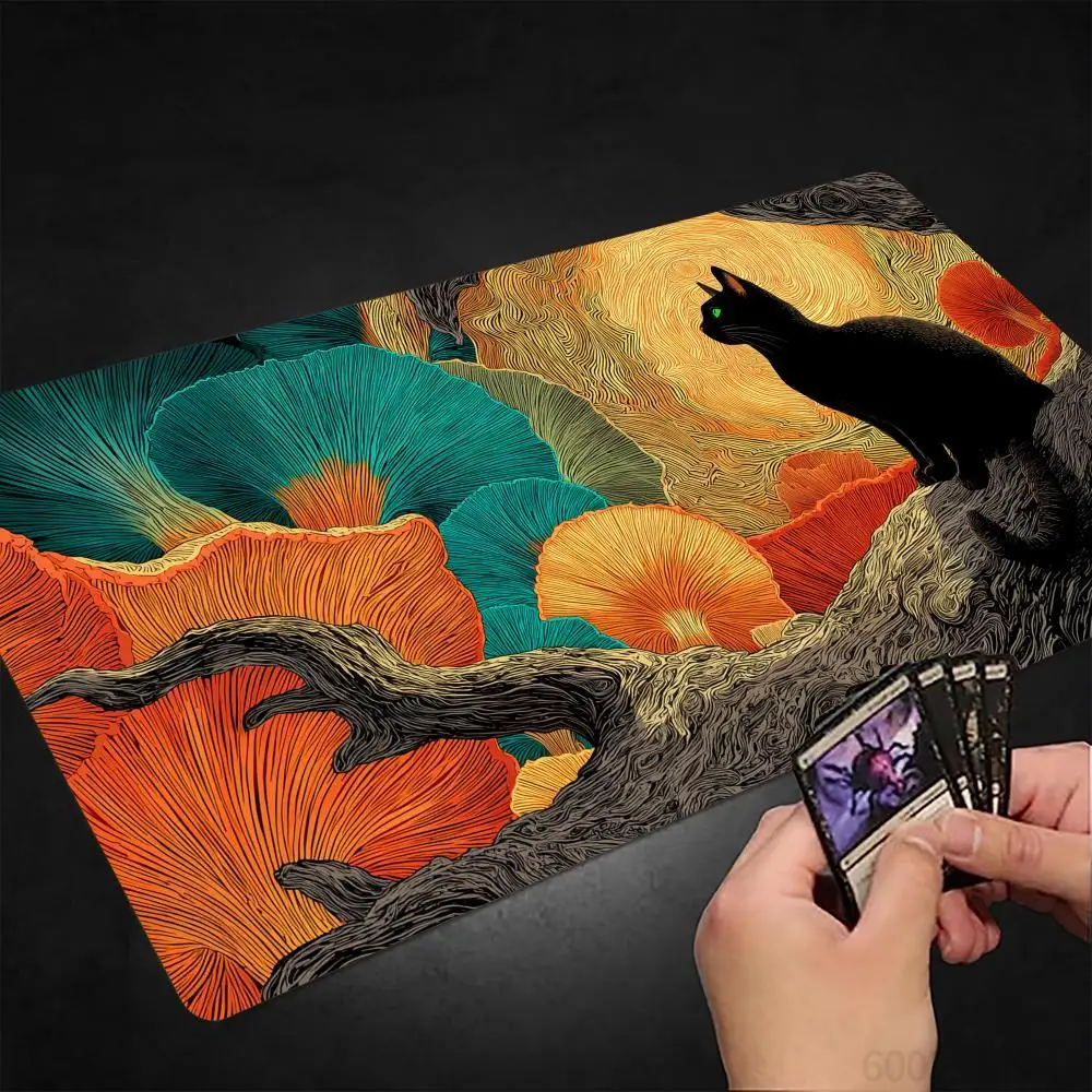 Giant Mushroom Secret Realm MTG Playmat Magic Card Mat Stitched Edge Non-Slip Durable Tabletop Playmat Board Game Mat for TCG