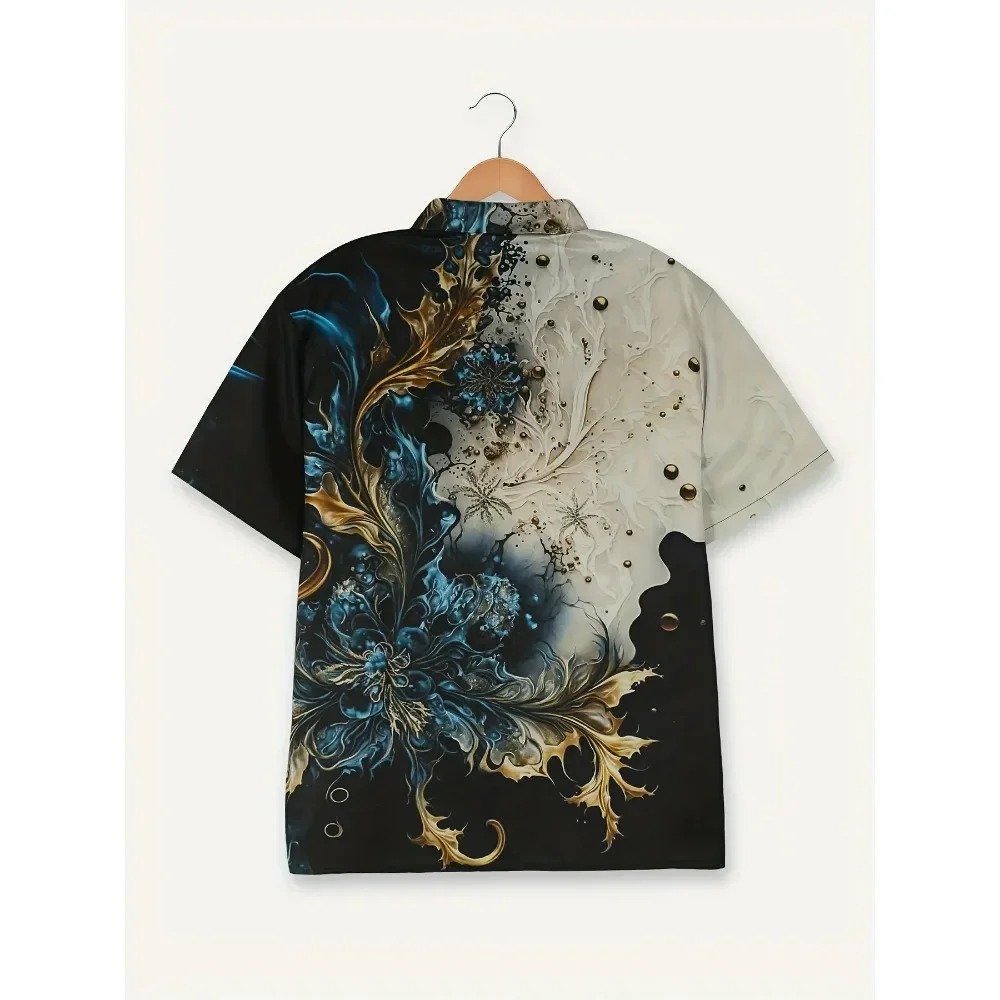 Hawaiian Style Shirt Men's Vacation Short Lined 3D Flower Summer Large Size Shirt