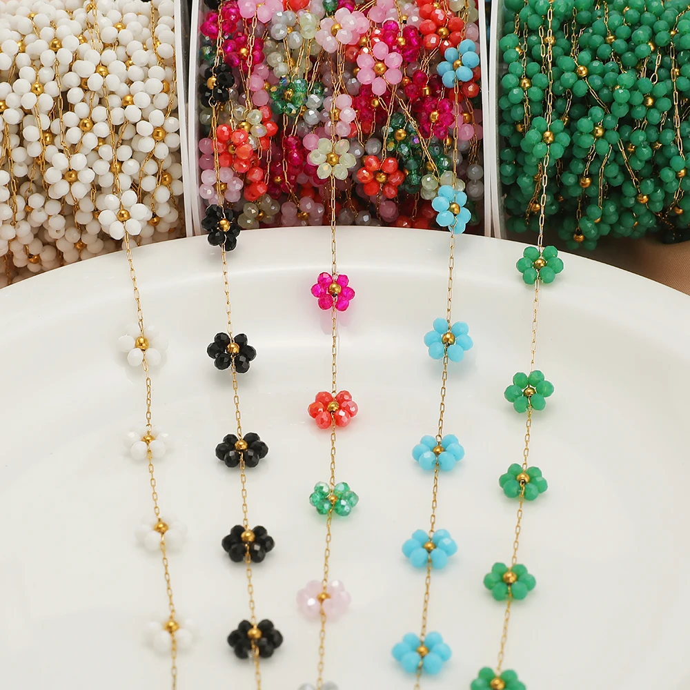 1 Meter Edelstahl 9mm Gänseblümchen-Perlenketten in Gold für DIY-Schmuckherstellung von Halsketten, Armbändern, Fußkettchen und Ohrringen – Detail 4